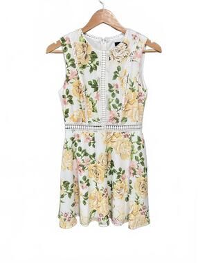 Disney Princess Belle Floral Lace Mini Dress Size XS, Cottagecore Fit & Flare